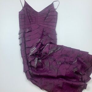 Adrianna Papell Evening Gown Tiered Ruffled Purple Plum Size 8